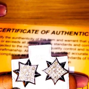 white gold vermeil Real diamond earrings NOT CZ Christmas birthday best gift